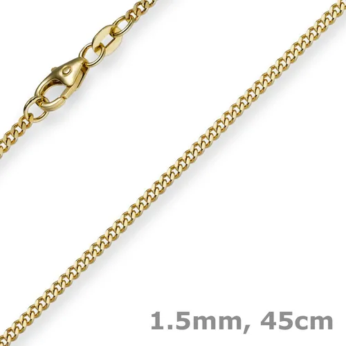 1,5mm Panzerkette Collier aus 585 Gelbgold, 45cm für Unisex - Elegante Halskette aus hochwertigem 585er Gelbgold, 45 cm lang. Ideal für jeden Anlass und perfekt als modisches Accessoire.