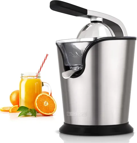 HEINRICHS elektrische Edelstahl Zitruspresse Juicer inkl. Fließstopfunktion