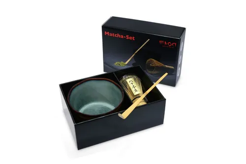 MAOCI Teeschale Matchaset apricot melange mit Besen und Löffel - 1-teiliges Set für die Zubereitung von Matcha-Tee. Hochwertige Keramik sorgt für ein stilvolles Teeerlebnis. Ideal als Geschenk in einem eleganten Karton.
