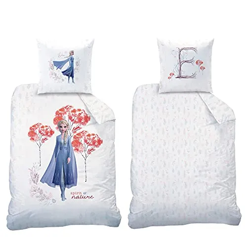 Frozen 2 Kinder-Bettwäsche Set – Die Eiskönigin - Bettwaren-Set für Kinder aus 100% Baumwolle, hautfreundlich und atmungsaktiv. Mit hochwertigem Reißverschluss für Langlebigkeit und optimalen Schlafkomfort.