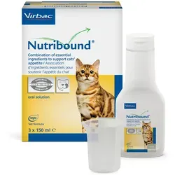 VIRBAC Nutribound Lösung zum Einnehmen für Katzen - Rekonvaleszenz 3x150 ml - Tiergesundheit: Unterstützt die schnelle Erholung von Katzen mit wichtigen Nährstoffen für eine optimale Genesung.