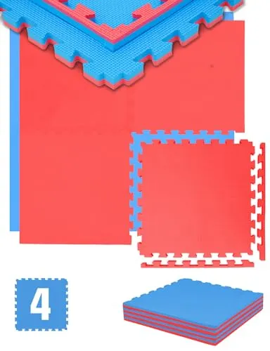 eyepower 2cm Extra-Dick Trainingsmatte 1m² - Sportmatte aus 4 großen Puzzle-Teilen, schalldämmend und rutschfest – ideal für Fitness, Kampfsport oder als Spielmatte für Kinder.