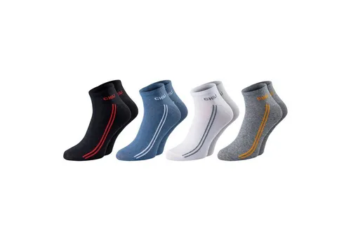 Chili Lifestyle Sneakersocken SPORT Kurzsocken aus Baumwolle Damen Herren weiß blau grau (Multipack, 4-Paar, 4 Farbdesigns) Weichbund ohne Gummidruck