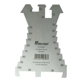 Freund Anreißschablone Edelstahl - Präzises Anreißen für Dachdecker - Anreiß-Werkzeuge für exakte Maße: Die korrosionsbeständige Edelstahl-Schablone ermöglicht schnelles und präzises Markieren von Blechen mit Langlebigkeit und Handlichkeit.