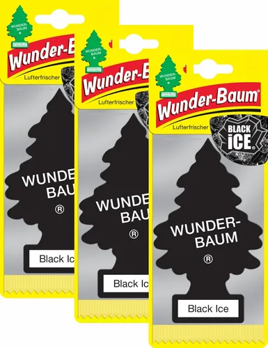 WUNDER-BAUM Black Ice 3er Duftbäumchen Wunderbaum 3 Set Lufterfrischer Wald