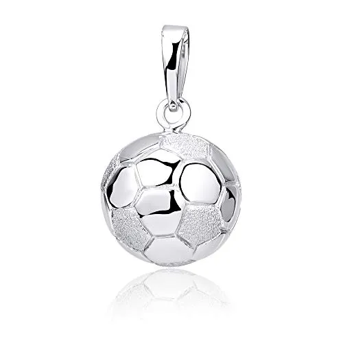 Materia Fussball Anhänger Silber 925 für Herren - Hochwertiger Fussball Kettenanhänger aus 925 Sterling Silber, ideal für Fußball-Liebhaber. Rhodiniert, teilmattiert & hochglanzpoliert, perfekt als Geschenk.