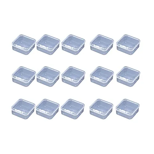 WYAN 15 Stück Aufbewahrungsbehälter aus Kunststoff mit Deckel, für Kleinteile,kleine Perlen,und andere Bastelzubehör(4.3 x 4.3cm)