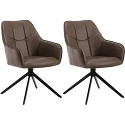 WOLTU 2 × Esszimmerstuhl drehbar, gepolstert aus Kunstleder, Braun - Esszimmerstühle mit 360° Drehfunktion, ergonomischer Polsterung und stabilen Metallbeinen - ideal für modernes und komfortables Sitzen in jedem Raum.