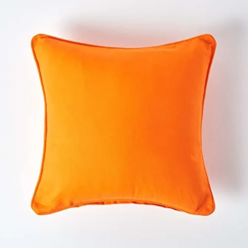 Homescapes orange Kissenhülle 30 x 30 cm, Deko-Kissenbezug mit Reißverschluss aus 100% Baumwolle, unifarbener Zierkissenbezug für Dekokissen und Sofakissen