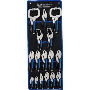 BGS-technic Gripzange Karosserie 4495, 16-tlg. Set - Zangen-Set mit 16 Teilen für vielseitige Anwendungen, rutschfeste Griffe und praktische Hängetasche sorgen für einfachen Zugriff und Ordnung.