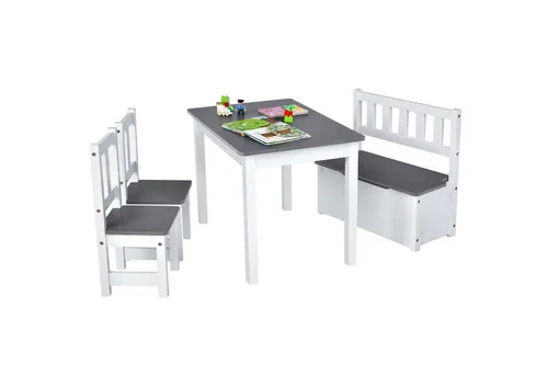 GOPLUS 4-teiliges Kindertisch-Set mit Stühlen aus Holz – Ideal für Zuhause und Kindergarten