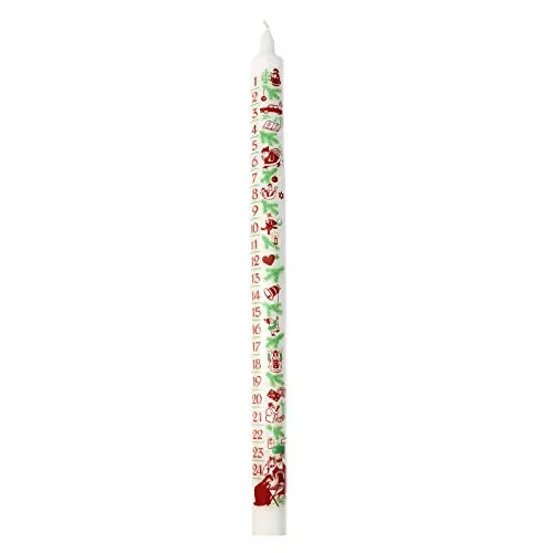 OLShop AG Kalenderkerze Adventskerze Weihnachtsmotiv weiß 41 cm 24 Tageseinheiten Adventskalender, Weihnachtskalender