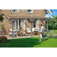 Skan Holz Terrassenüberdachung Andria 541 x 300 cm - Hochwertige Terrassenüberdachung aus Leimholz mit stabilen Polycarbonat Doppelstegplatten, ideal für einen wettergeschützten Außenbereich.