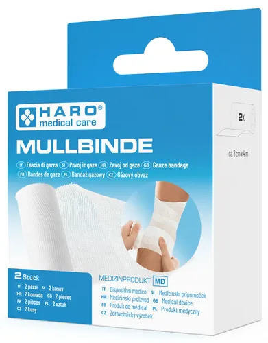 HARO Mullbinde elastisch weiß 60 mm x 4,0 m 2er Set