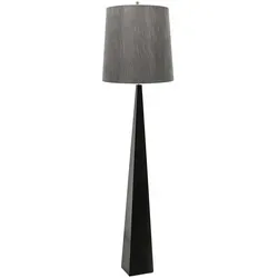Stehlampe Ascent 1-flammig - Dunkelgrauer Schirm - Elegante Stehlampe mit konischer Säule aus schwarz lackiertem Stahl und dunkelgrauem Schirm. Ideal für stimmungsvolle Beleuchtung im Wohnzimmer. Hergestellt in England.