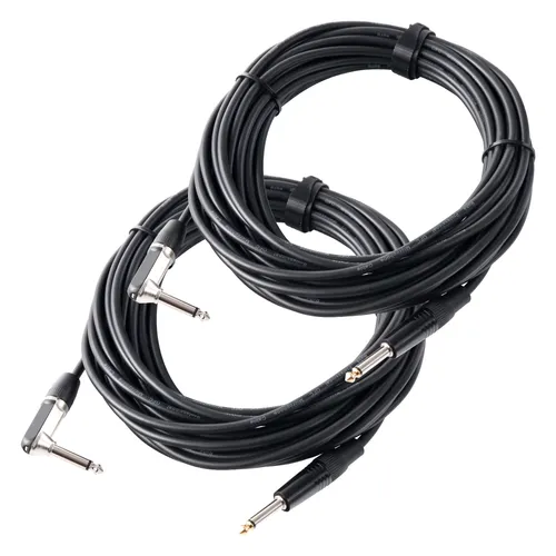 Pronomic Stage INST-A-10 Winkelklinkenkabel 2x Set 10m - HiFi-Kabel, professionelles 2er Set mit hochwertiger Schirmung und Kabelklette für optimale Signalübertragung und Langlebigkeit.