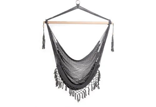 SVITA Hängesessel Makramee-Optik in Grau - Hängesessel in stilvoller Makramee-Optik, belastbar bis 100 kg und ideal für gemütliche Stunden im Innen- und Außenbereich.