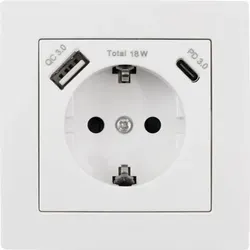 Einsatz Schukodose 250 Volt 16 Ampere + 2 x USB 18 Watt - Weiß 7413