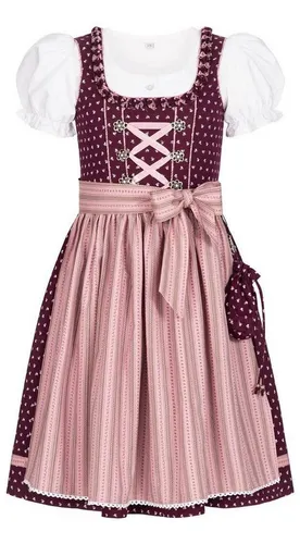 Nübler Dirndl Mädchen NABILA - 3-teiliges Set - Dirndl & Dirndl-Sets für Mädchen, hochwertiges 3-teiliges Set mit bezauberndem Blumenmuster, ideal für Feste und Feiern, sorgt für einen strahlenden Auftritt.