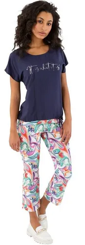 Stehmann Ina16-650 - Florale Schlupfhose Größe 44 - Damen-Hosen mit floralem Muster, stretchig und bequem für optimalen Tragekomfort. Ideal für lässige Outfits.