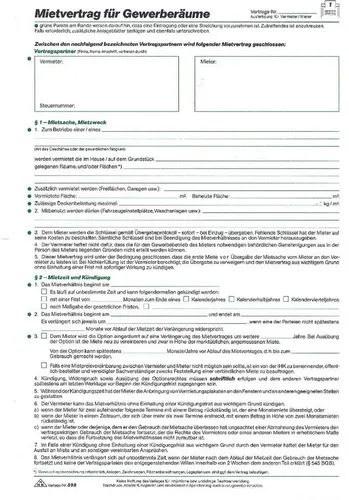 RNK Verlag Formularblock Mietvertrag für Gewerberäume A4