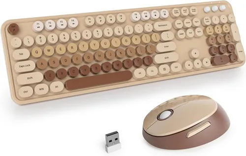 SOLIDEE Kabelloses Tastatur Maus Set Ergonomisch 2,4 GHz Tastatur- und Maus-Set, Leise Full-Size Wireless Keyboard mit Maus und USB Empfänger
