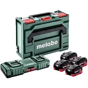 Metabo Basis-Set Akkuset 4 x 10 Ah LiHD mit Schnellladegerät ASC 145 Duo - Akku-Starterset für maximale Leistung, enthält 4 leistungsstarke 10 Ah LiHD Akkus und ein schnelles Ladegerät für effizientes Arbeiten.