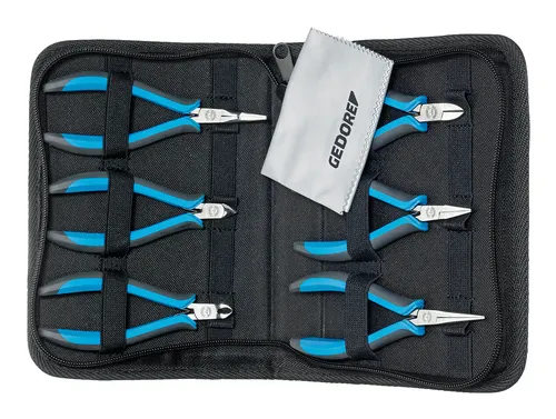 Gedore Blau S 8305 ESD Elektronikzangen-Set 6-teilig - 1955551 - Zangen-Sets, inklusive 6 hochpräziser Zangen für ESD-sensitive Anwendungen, ideal für Elektronik und Feinmechanik.