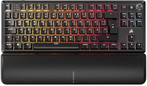 CORSAIR K70 CORE TKL WIRELESS RGB – Mechanische Gaming-Tastatur mit MLX Red v2 Switches - Tenkeyless Gaming-Tastatur für mehr Platz bei intensiven Spielen. Mit ultraleichten, vorgeschmierten MLX Red v2 Switches und geräuschdämpfender Technologie für ein angenehmes Tippgefühl.
