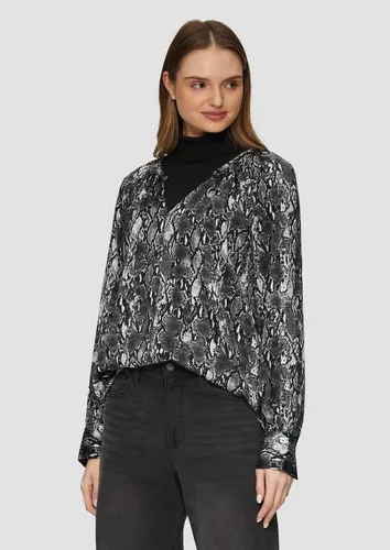 s.Oliver Langarmbluse Satinbluse im Relaxed Fit Raffung