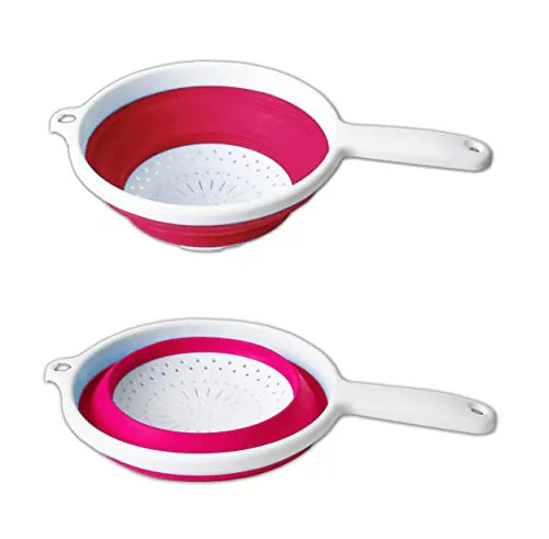 SEIHER faltbar Ø22cm Silikon mit Griff Küchensieb Nudelsieb Abtropfsieb Sieb 3-Varianten 27 (Rot)