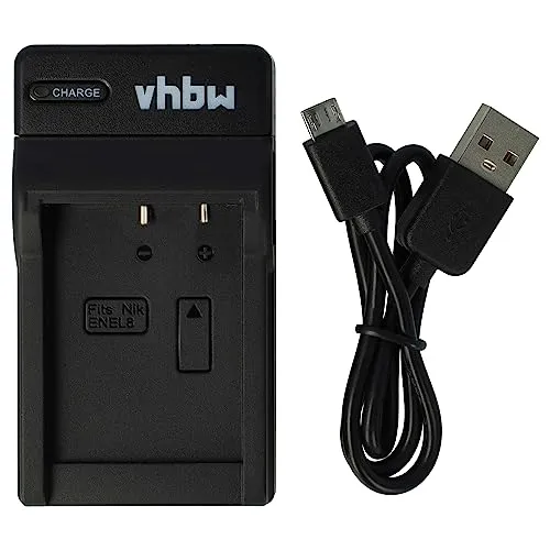 vhbw USB Ladegerät kompatibel mit Nikon CoolPix P1, P2, S1, S2, S3, S5, S6, S7, S7c, S9 Kamera Camcorder/Akku - Ladeschale, Ladeanzeige, 4,2 V