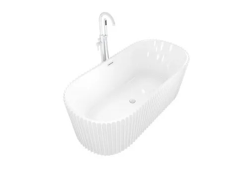 AcquaVapore Freistehende Badewanne F08 170x80cm mit Armatur AF02 - Ergonomische Badewanne für entspannende Momente. Mit höhenverstellbaren Füßen und pflegeleichter Oberfläche, ideal für flexible Aufstellung im Bad.