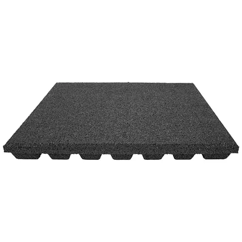 TOPRUBBER Fallschutzplatte 50x50x4 cm Schwarz Gummiplatte Spielplatzmatte
