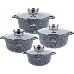 Zilner Topf-Set 8-tlg. Grau mit Keramik-Marmorbeschichtung von Zilner
