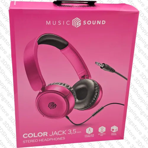 Music Sound Bügelkopfhörer - Faltbare Over Ear Kopfhörer in Rosa - Kopfhörer mit 1,2 m Anti-Tangle-Kabel und integriertem Mikrofon, leicht und komfortabel mit kraftvollem Klang, ideal für Musikliebhaber unterwegs.