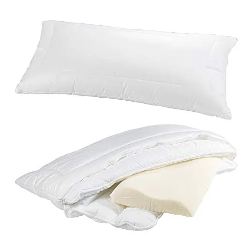 Traumina Nackenstützkissen Ergonom Faser - Kissen für optimalen Schlafkomfort, mit ergonomischer Form und atmungsaktivem Baumwollbezug für erholsame Nächte.