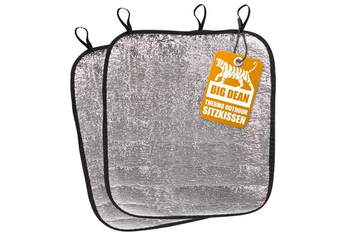 BigDean Thermositzkissen 2x Thermo Sitzkissen 35x40cm Outdoor Alu Kissen faltbar, Set, 2-tlg., Sitzkissen, Alubeschichtet, Eventkissen, Wasserdicht, Faltbar