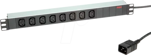 ROLINE 19071627 - 19'' Steckdosenleiste 9-fach - Steckdosen & Zubehör, 19''-Steckdosenleiste mit 8x C13-Anschluss und 2m Zuleitung, ideal für den Einbau in 19''-Schränke, inkl. Montagewinkel und hoher Leistung von bis zu 3600W.