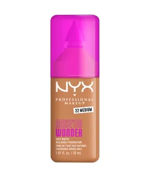 NYX Professional Makeup Make 'EM Wonder Foundation, 24H Soft Matte Aufbaubare Foundation, Mit hoher Deckkraft, Mattes Finish, 22 Medium