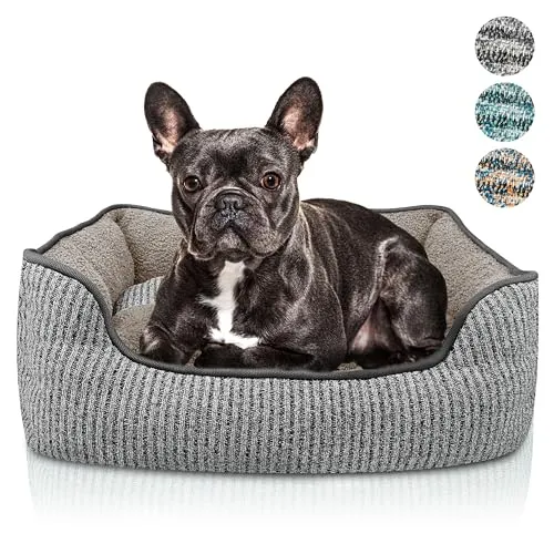 bluzelle Hundebett für mittelgroße Hunde, Hundekorb Hundesofa Hundekissen Hundecouch Tierbett, Waschbar rutschfest Herausnehmbares Kissen Bequem Flauschig Plüsch Teddy-Fell, Größe M, Farbe:Grau
