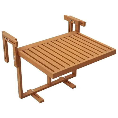 Outsunny Klappbarer Balkontisch zum Einhängen - Beistelltisch für Balkon und Terrasse, höhenverstellbar und bis 20 kg belastbar, ideal für kleine Räume und als Ablage für Getränke und Pflanzen.