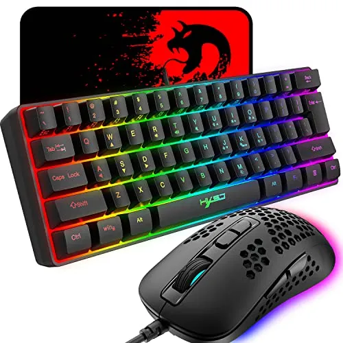 Produktbild KUIYN 60% Kabelgebundene Gaming-Tastatur mit RGB-Hintergrundbeleuchtung und Gaming-Maus