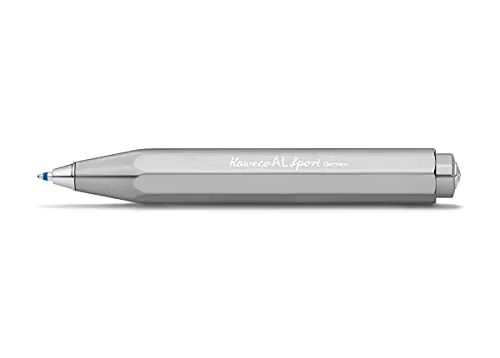 Kaweco AL SPORT Kugelschreiber Raw I Business Kuli aus hochwertigem Aluminium in Silber I Edler Taschen-Kugelschreiber mit Herzkurvenmechanik I Seidenglänzender Druckkugelschreiber 10,5 cm