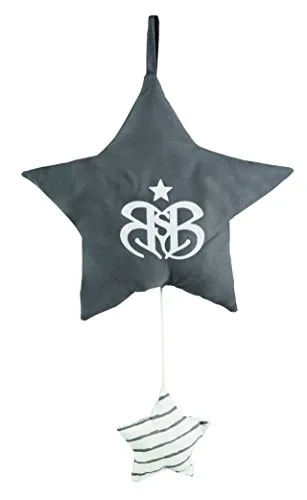 roba Spieluhr 'Rock Star Baby 3', Einschlafhilfe, Textil-Stern waschbar, Babyzimmer Deko grau / weiß