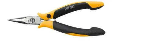 Wiha 10348 ESD Flachrundzange Gerade 120mm - Zangen für feine Greif- und Biegearbeiten, mit gezahnten Greifflächen und Öffnungsfeder für mehr Komfort. Ideal für ESD-Anwendungen mit hohem Oberflächenwiderstand.