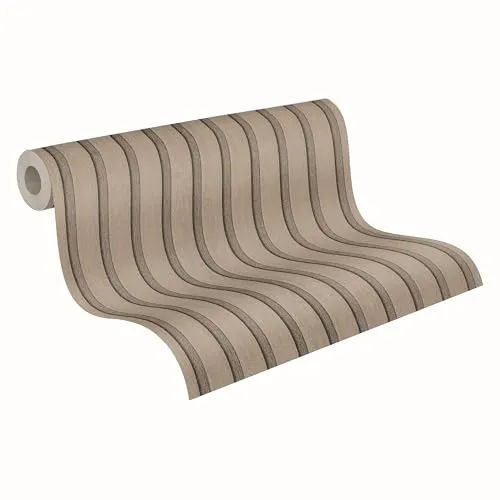 A.S. Création Vliestapete mit Wandpaneelmotiv 0,53 x 10,05 m - Beige, Braun, Grau - Wandpaneel Tapete in Holzoptik Made in Germany - 790411