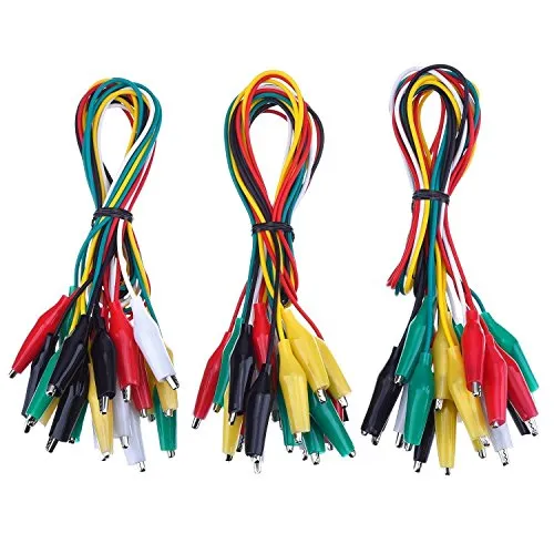 DollaTek 30Pcs 50CM Test Leads mit Krokodilklemmen Set Isolierte Test Kabel Double-Ended Clips, 19.7 Zoll