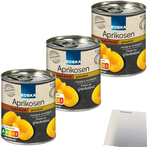 Edeka Aprikosen halbe Frucht gezuckert 3er Pack 3x225g Dose usy Block