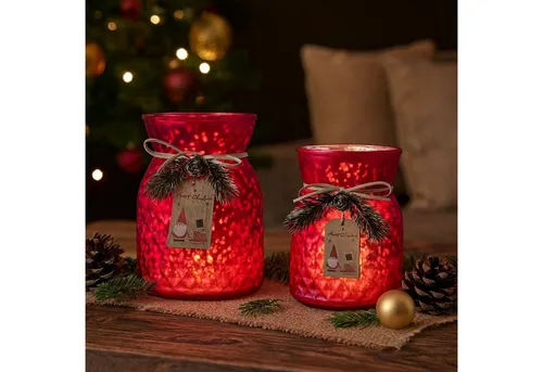 Online-Fuchs Teelichthalter Set - Kerzenständer, Kerzenhalter aus Glas - Weihnachtsdekoration (für Teelichter und kleine Stumpenkerzen, 13,5 und 16 cm groß), edle, leicht schimmernde Glasstruktur